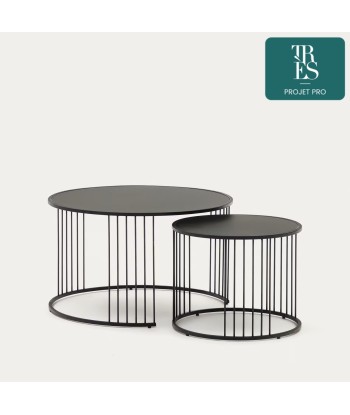 Lot de 2 tables appoint gigognes Hadar en verre trempé  Ø75cm / Ø 45cm Les magasins à Paris