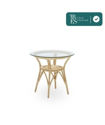 Table ronde en rotin et verre Ø60cm ou Ø80cm france