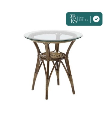 Table ronde en rotin et verre Ø60cm ou Ø80cm france