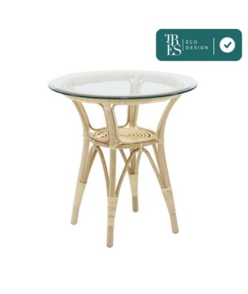 Table ronde en rotin et verre Ø60cm ou Ø80cm france