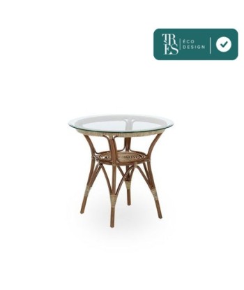 Table ronde en rotin et verre Ø60cm ou Ø80cm france