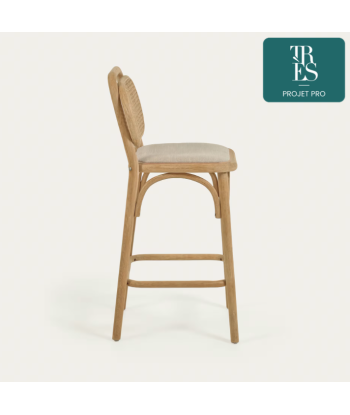 Tabouret Doriane bois de chêne finition naturelle 65 cm siège avec revêtement 2024