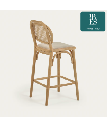 Tabouret Doriane bois de chêne finition naturelle 65 cm siège avec revêtement 2024