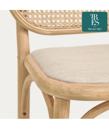 Tabouret Doriane bois de chêne finition naturelle 65 cm siège avec revêtement 2024