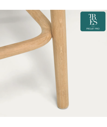 Tabouret Doriane bois de chêne finition naturelle 65 cm siège avec revêtement 2024