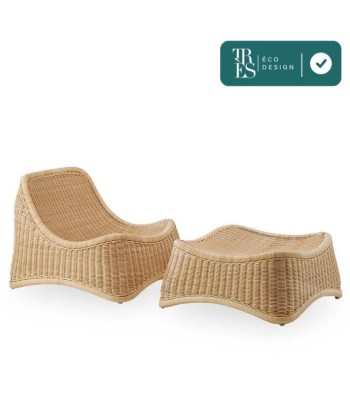 Fauteuil et repose pieds Chill en rotin pas cher 