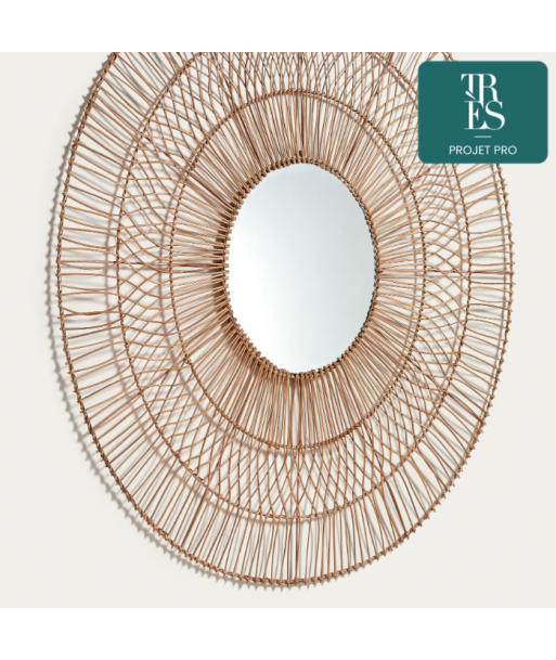 Miroir Viviana en rotin finition naturelle Ø 110 cm Véritable concentré