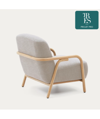 Fauteuil Sylo beige en bois massif de frêne FSC 100 % rembourrage situé sous